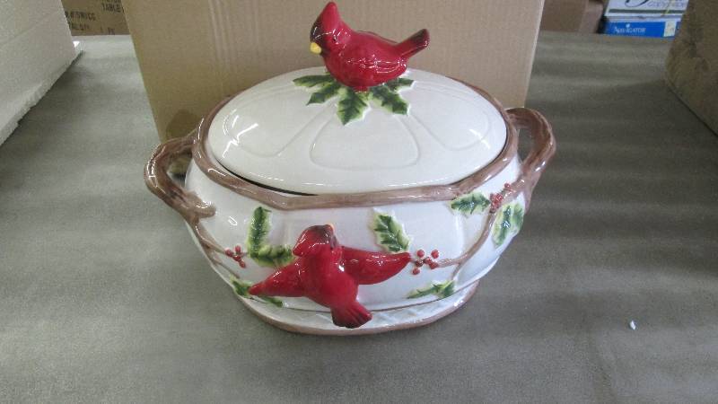 Cardinal Soup Tureen  Hand-painted,...