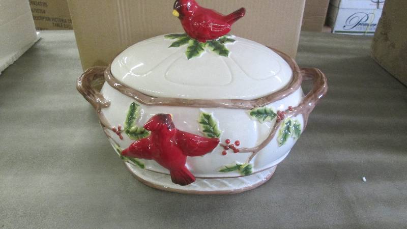 Cardinal Soup Tureen  Hand-painted,...