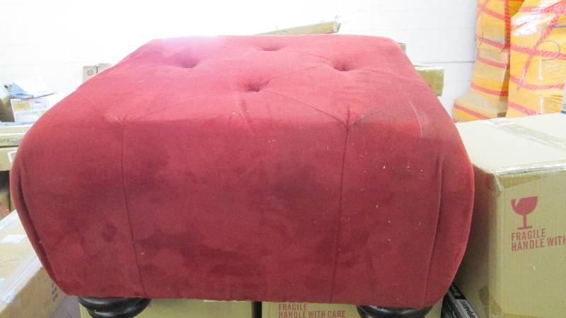 Red Tufted Ottoman ...
