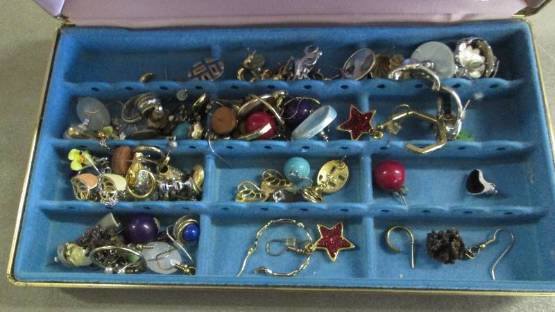 Jewelry Box with Large Lot of Earri...
