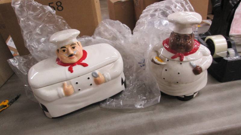 Lot of 2 Chef Ceramic Cookie Jars...