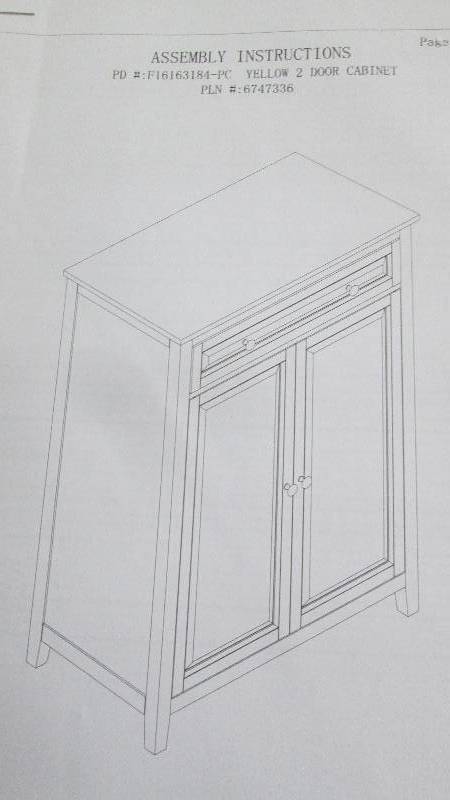 Yellow 2 Door Cabinet open box Asse...