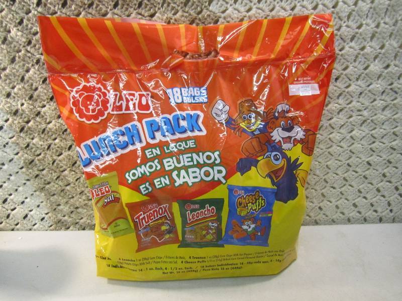 lot 51 image: Leo 18 Bag Lunch Pack Snacks and Ch...