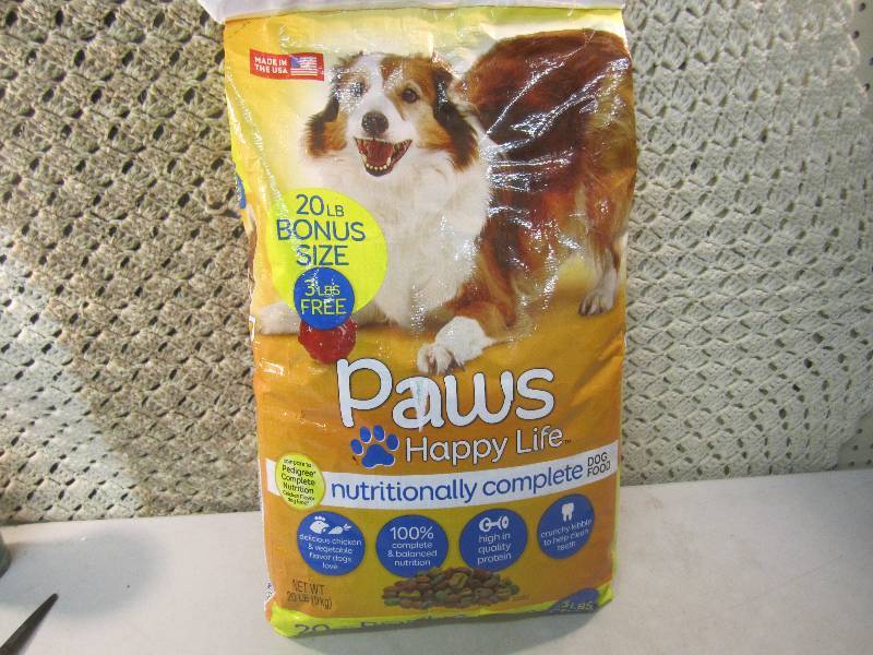 lot 93 image: 20 Pound Bag Paws Happy Life Dog Fo...