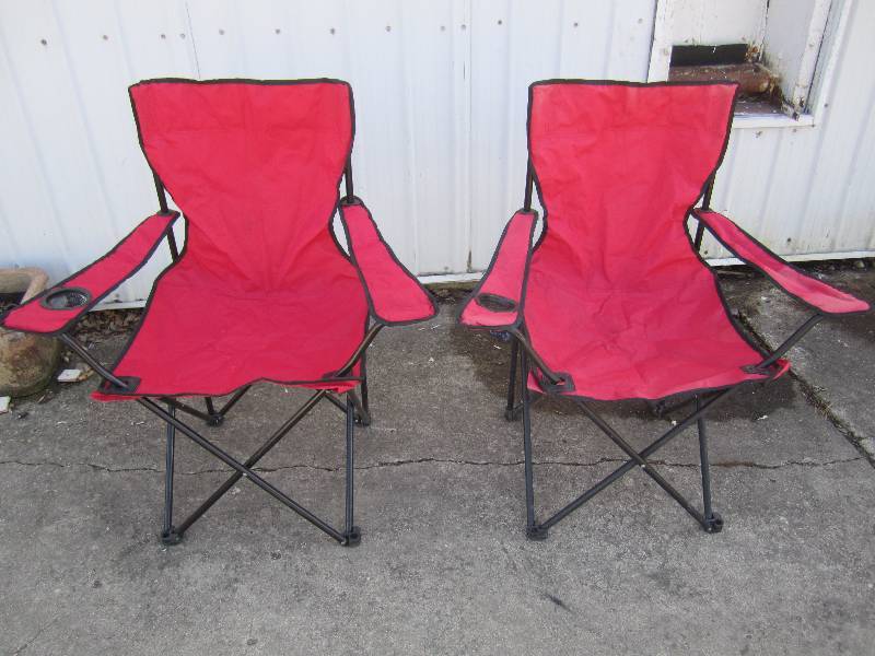 Pair of Red Portable Folding Chairs...