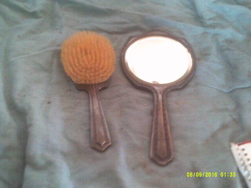 ANTIQUE BRUSH AND MIRROR