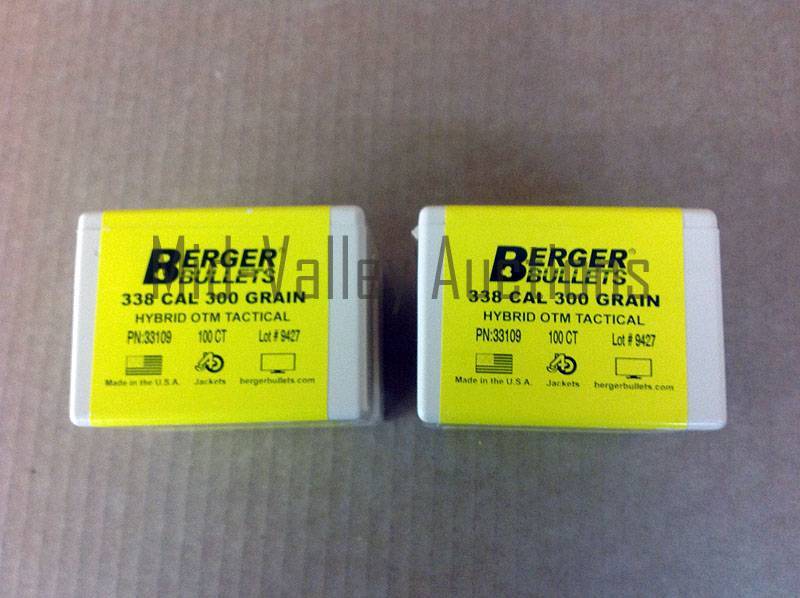lot 8 image: 2 Boxes Berger Bullets 338 Cal 300 Grain Hybrid OTM Tactical
