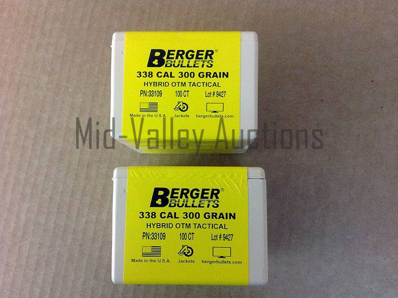 lot 9 image: 2 Boxes Berger Bullets 338 Cal 300 Grain Hybrid OTM Tactical