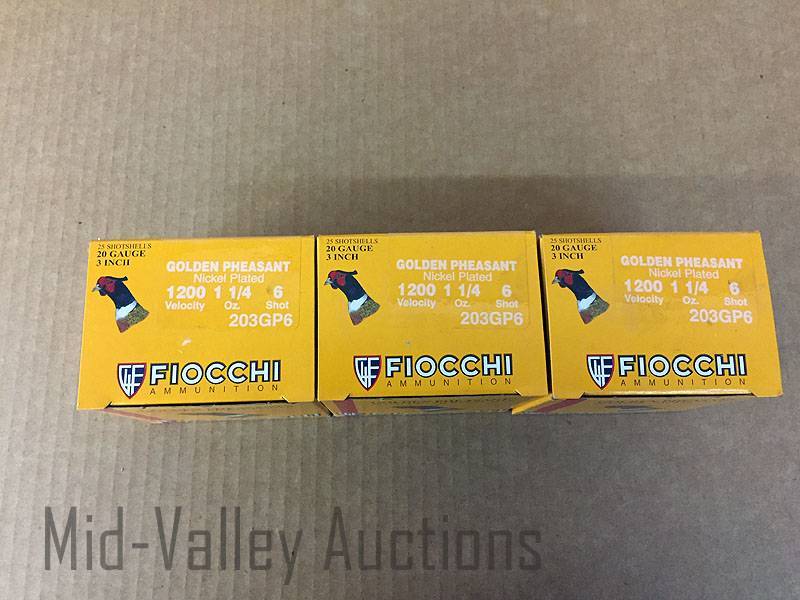 lot 131 image: 3 Boxes Fiocchi 20 Ga Golden Pheasant Shotgun Shells