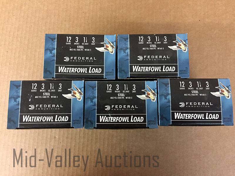 lot 132 image: 5 Boxes Federal 12 Gauge Waterfowl Load