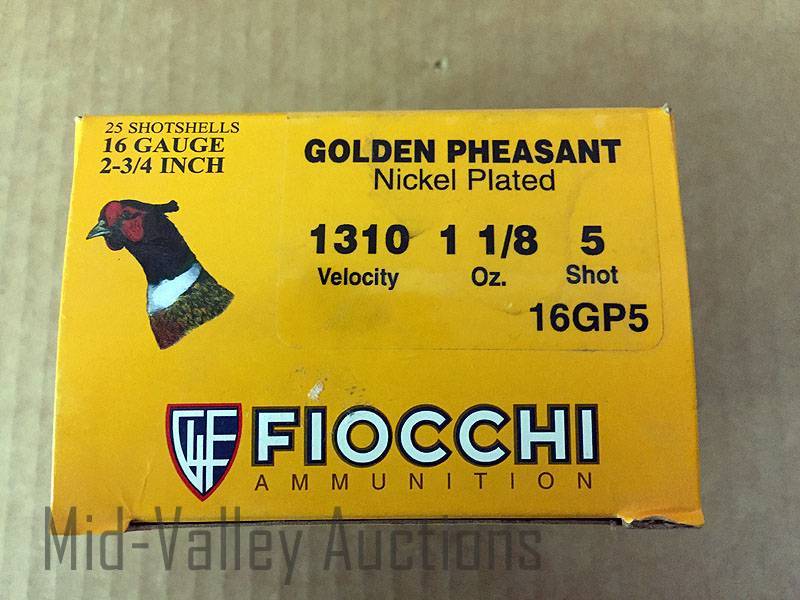 lot 148 image: Fiocchi 16 Gauge Golden Pheasant Shotshells