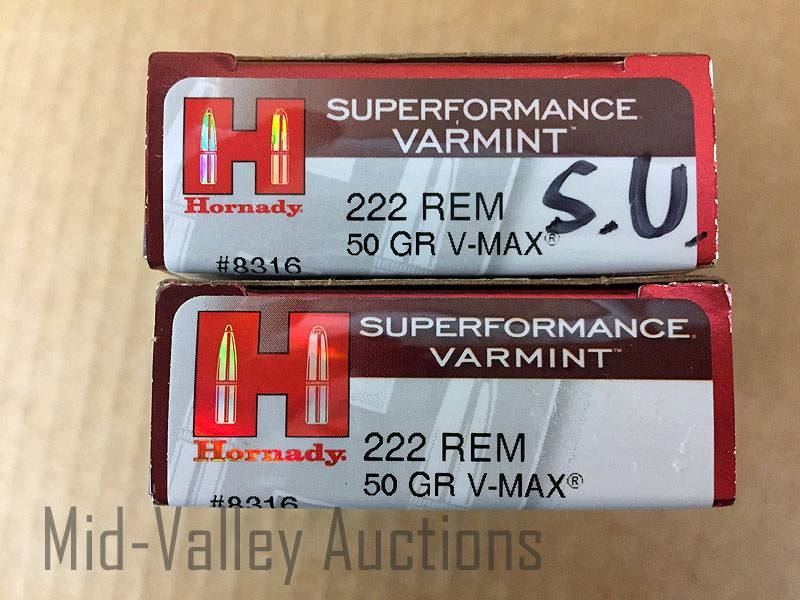 lot 150 image: 2 Boxes Hornady 222 REM 50 GR V-Max