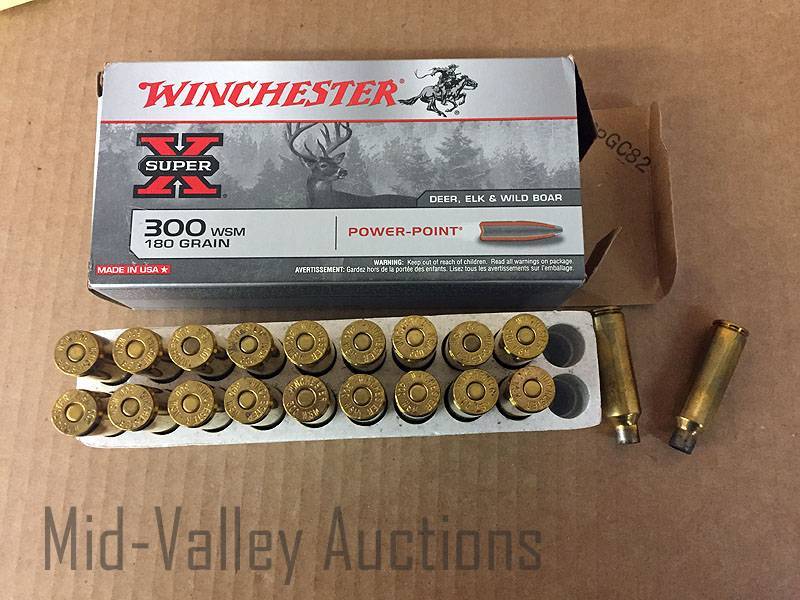 lot 159 image: Open Box of WInchester 300 WSM 180 Grain Power-Point