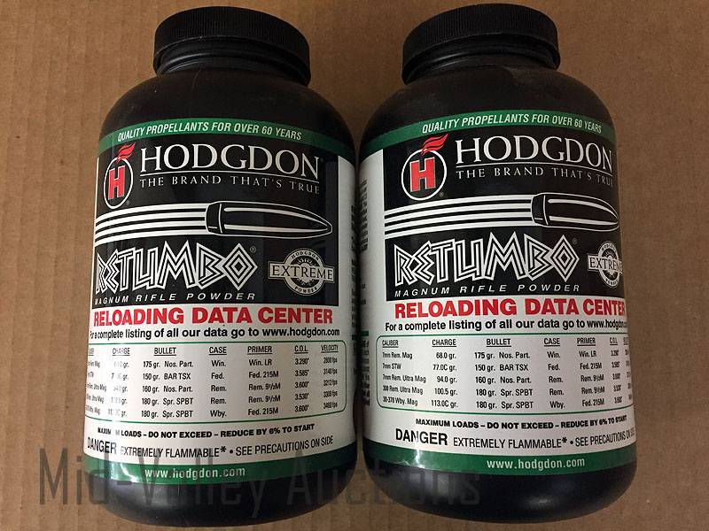 lot 200 image: 2# Hodgdon RETUMBO Magnum Rifle Powder