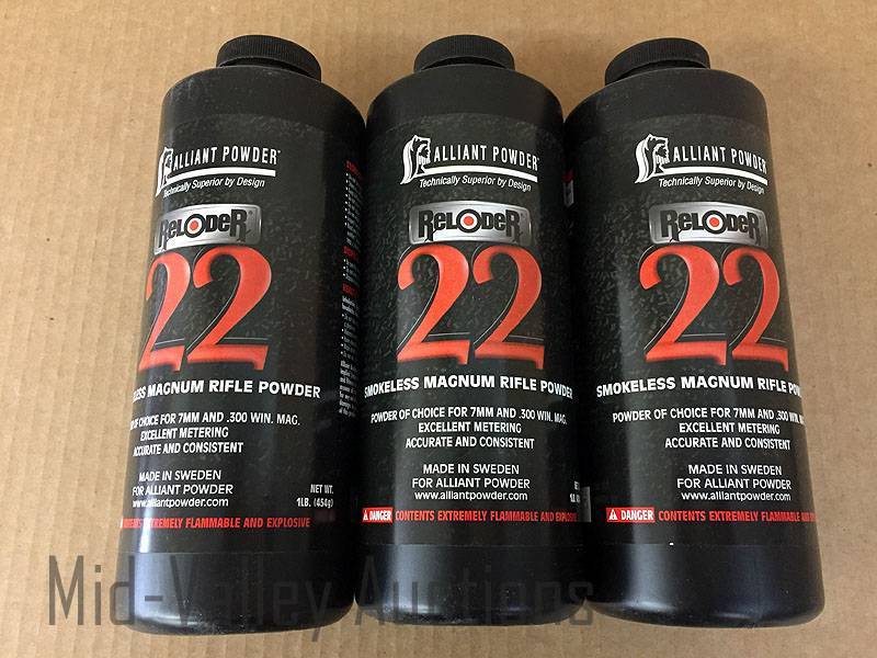 lot 214 image: 3# Alliant Reloder 22 Magnum Rifle Powder