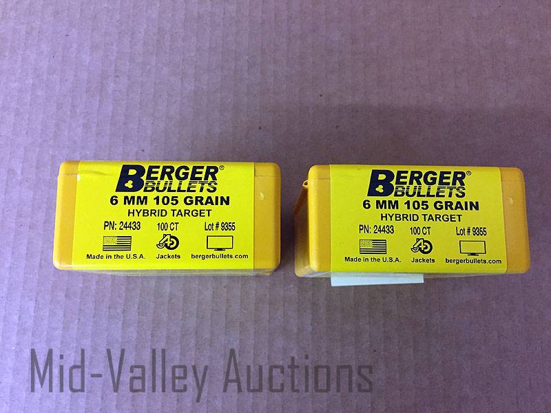 lot 15 image: 2 Boxes Berger Bullets 6MM 105 Grain Hybrid Target