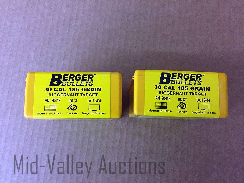 lot 17 image: 2 Boxes Berger Bullets 30 Cal 185 Grain Juggernaut Target