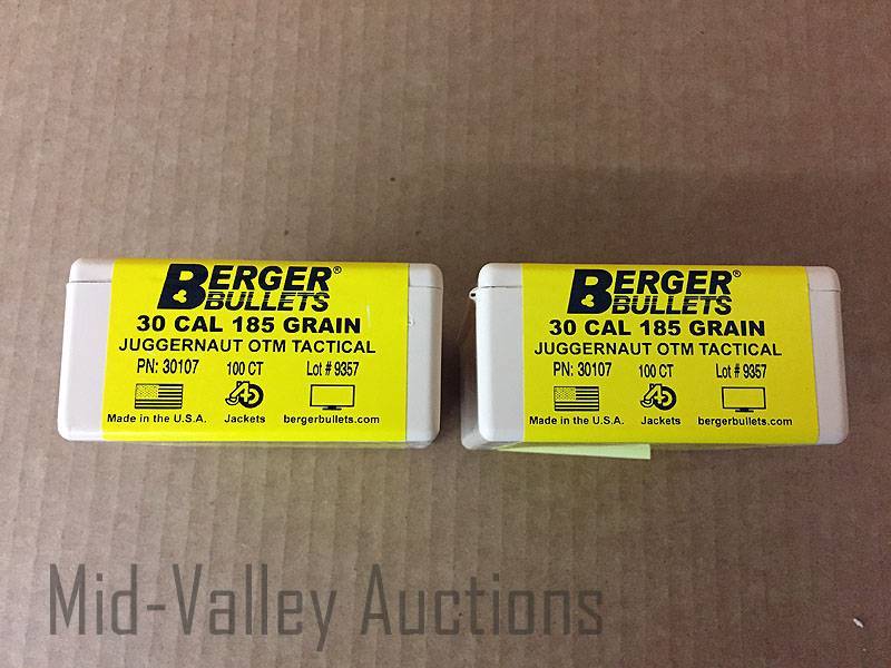 lot 19 image: 2 Boxes Berger Bullets 30 Cal 185 Grain Juggernaut OTM Tactical