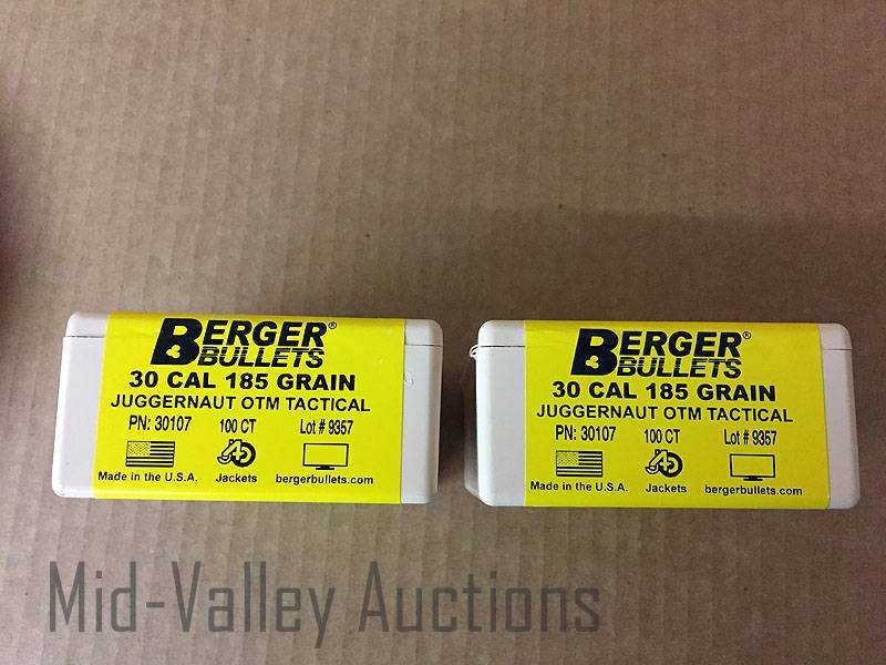 lot 20 image: 2 Boxes Berger Bullets 30 Cal 185 Grain Juggernaut OTM Tactical