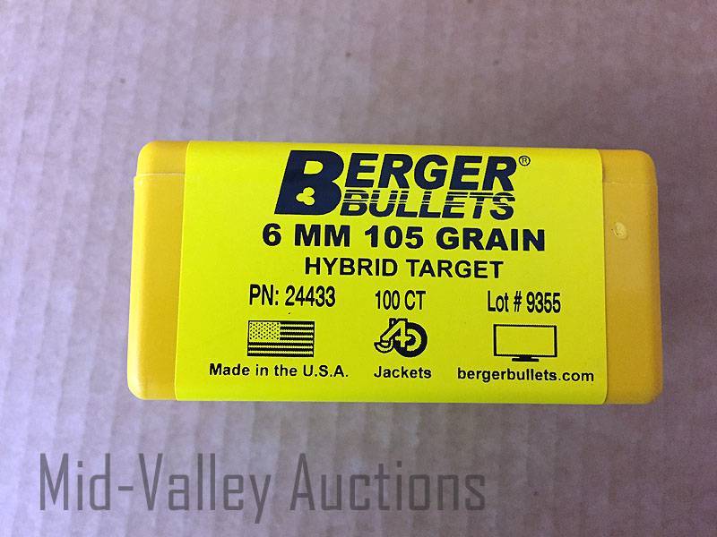 lot 24 image: Berger Bullets 6MM 105 Grain Hybrid Target