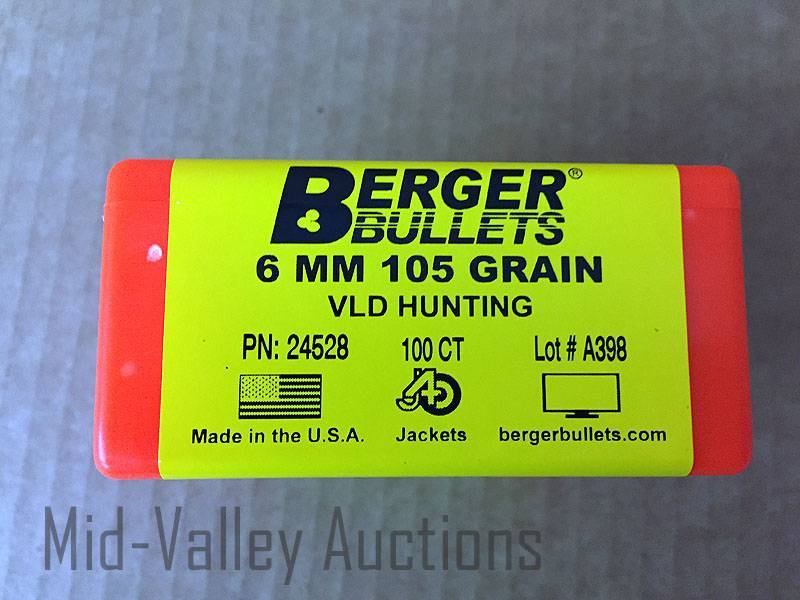 lot 25 image: Berger Bullets 6MM 105 Grain VLD Hunting