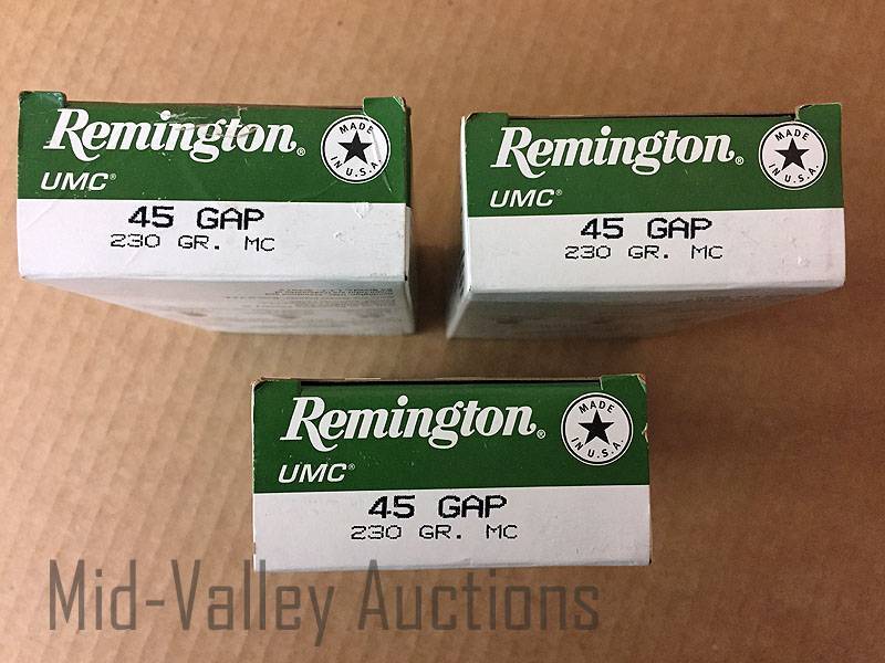 lot 29 image: 3 Boxes Remington 45 GAP MC