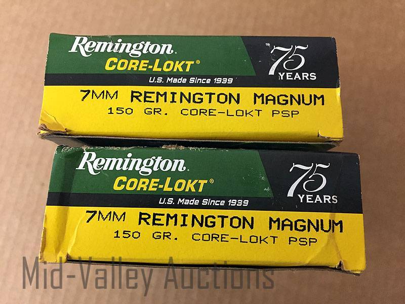 lot 32 image: 2 Boxes Remington 7MM Magnum 150 Grain Core-Lokt