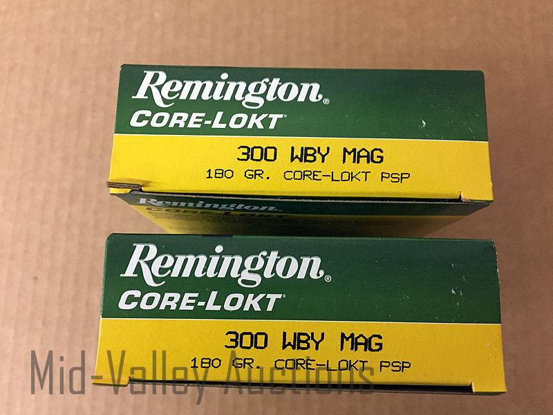 lot 33 image: 2 Boxes Remington 300 WBY MAG 180 Grain Core-Lokt PSP