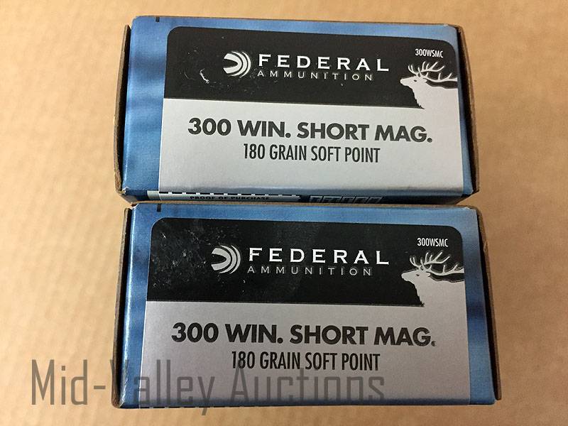 lot 48 image: 2 Boxes Federal 300 WIN Short Mag 180 Gr Soft Point