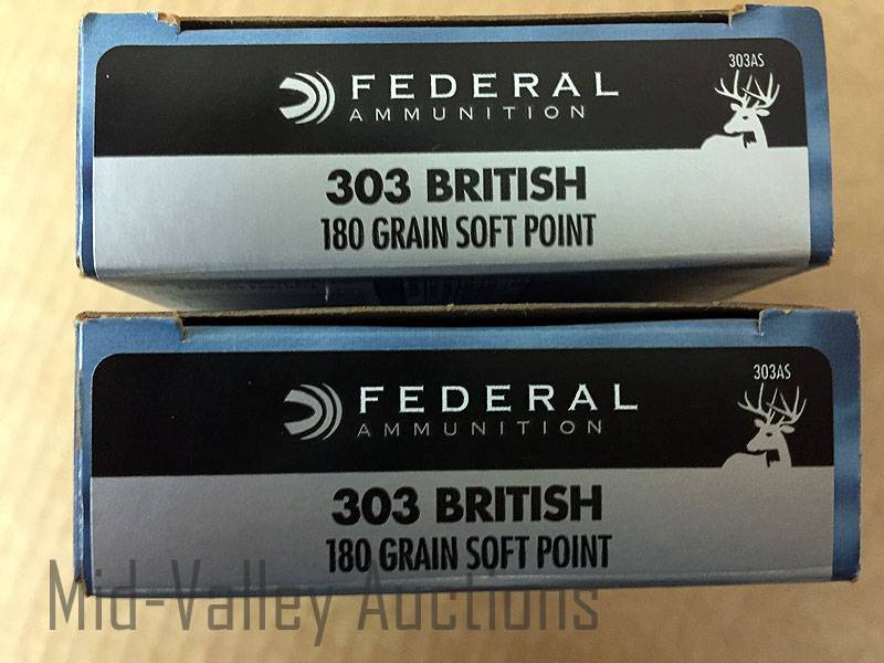 lot 49 image: 2 Boxes Federal 303 British 180 Grain Soft point
