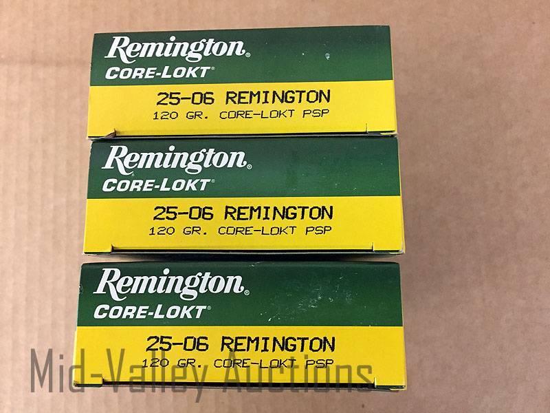 lot 59 image: 3 Boxes Remington 25-06 120 Gr Core-Lokt PSP