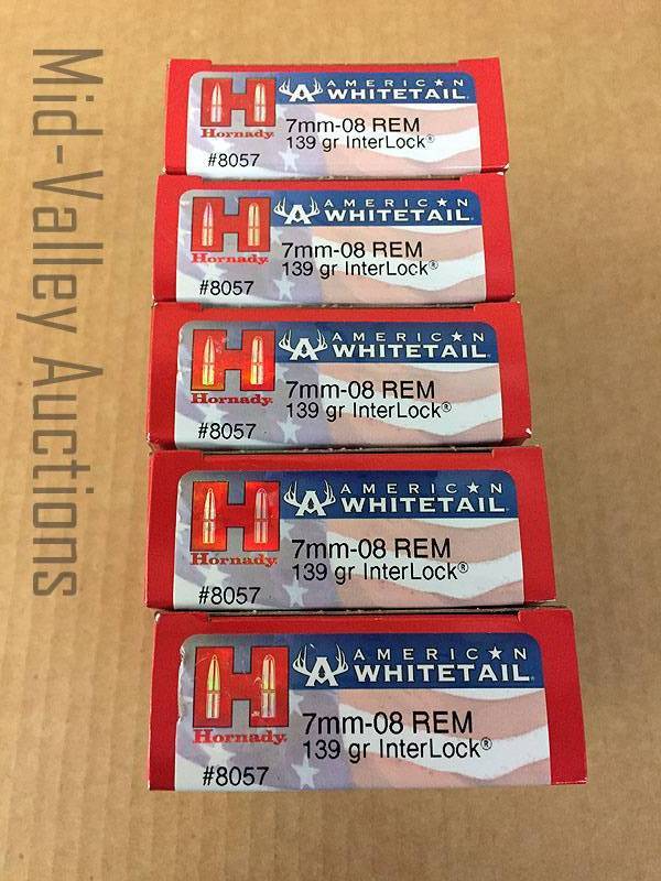 lot 64 image: 5 Boxes Hornady 7MM-08 REM 139 Gr InterLock