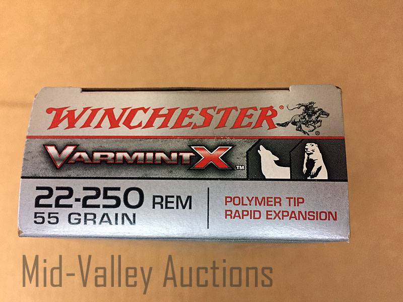 lot 71 image: Winchester 22-250 REM 55 Grain Value Pack