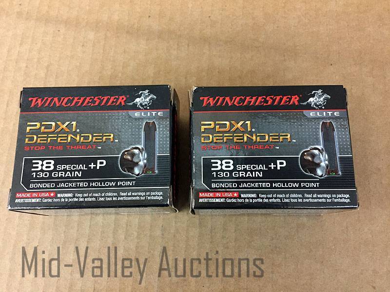 lot 74 image: 2 Boxes WInchester PDX1 Defender 38 Special P130 Grain