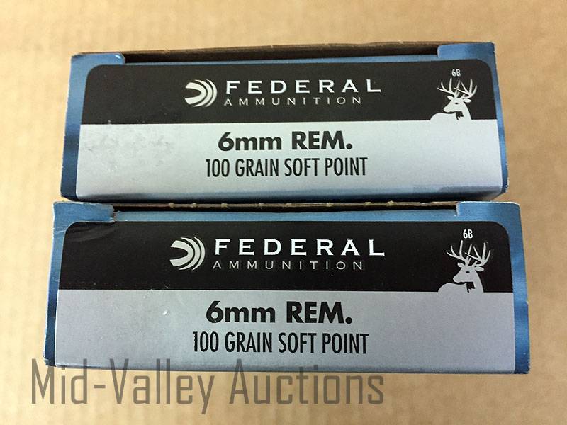 lot 78 image: 2 Boxes Federal 6MM REM 100 Gr Soft Point