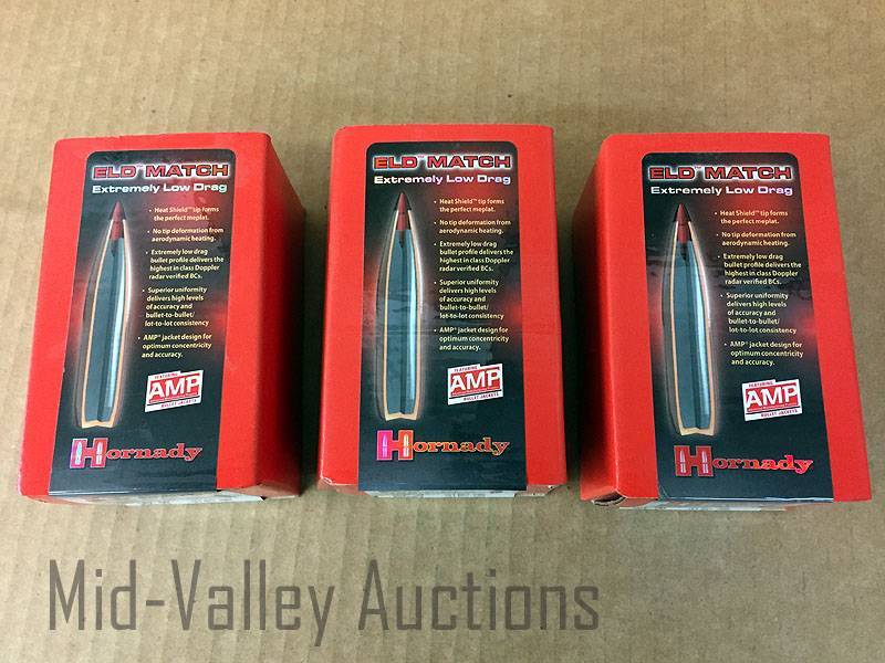 lot 86 image: 3 Boxes Hornady 338 Cal .338 285 Gr ELD Match