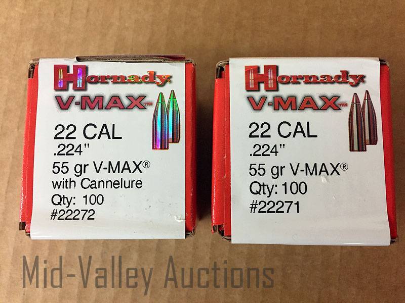lot 111 image: 2 Boxes Hornady V-MAX 22 CAL 55 Gr