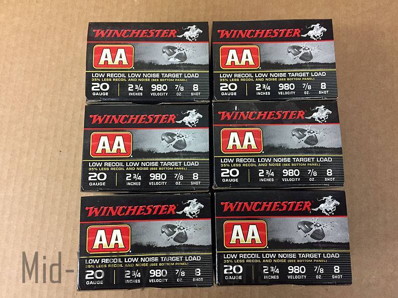 lot 125 image: 6 Boxes Winchester 20 Gauge Target Load