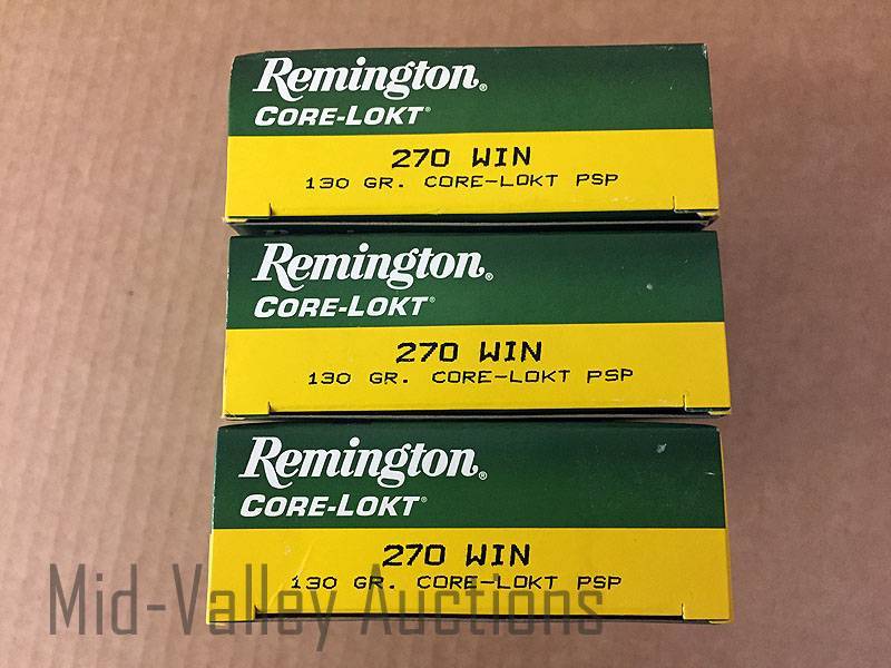 lot 97 image: 3 Boxes Remington 270 WIN 130 Gr Core-Lokt PSP
