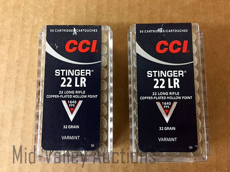 lot 117 image: 2 Boxes CCI Stinger 22 Long Rifle