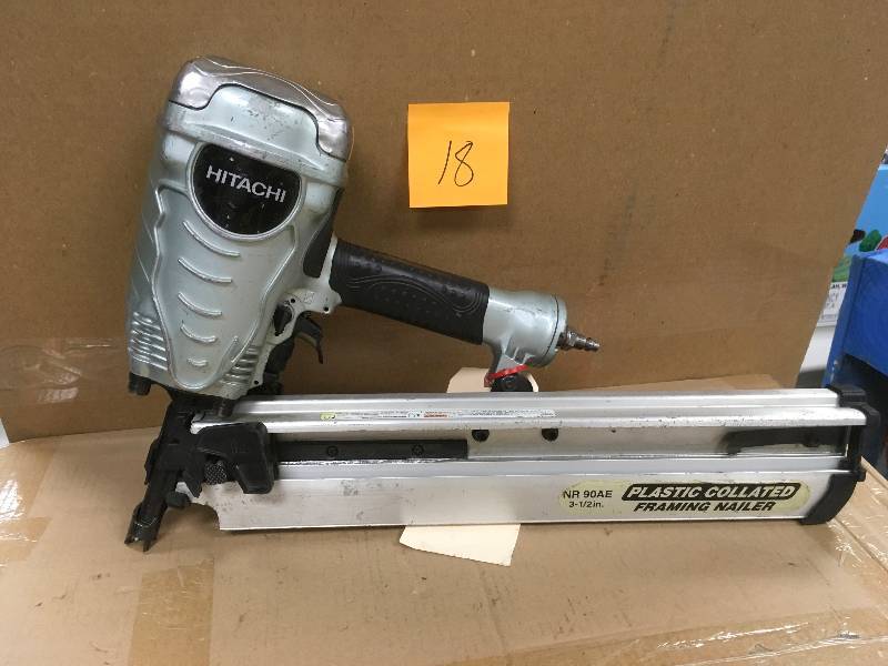 lot 18 image: Hitachi NR90AES1 Plastic Collated 3-12 inch Full-Head Framing Nailer used in working condition