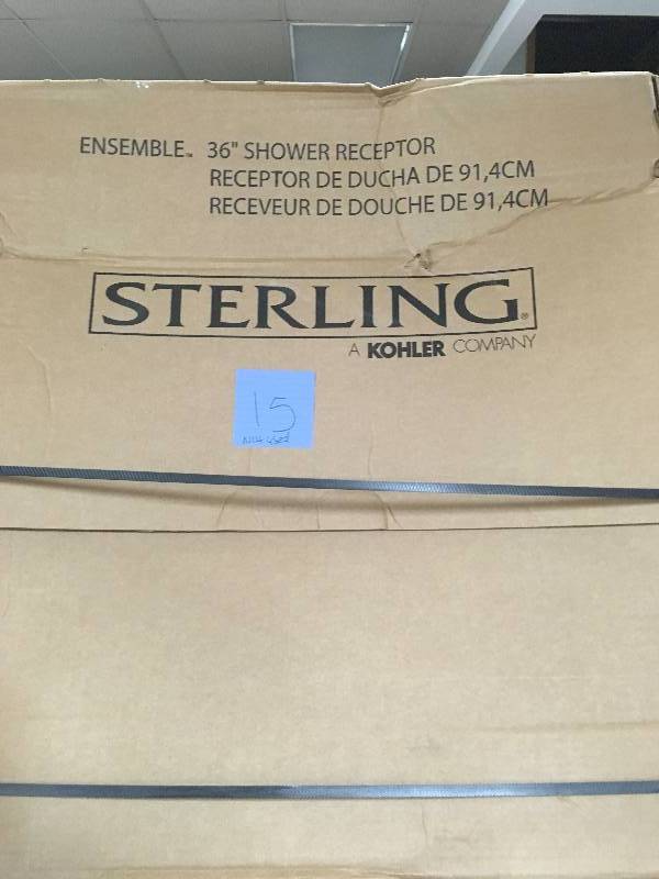 lot 15 image: Kohler STERLING Ensemble 36 in. x 34 in. Single Threshold Shower Base in White