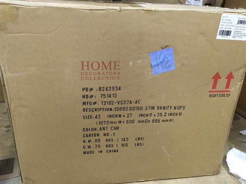 lot 18 image: Home Decorators Collection Chelsea 37 in. W Bathy Vanity in Antque Cherry with Granite Vanity Top in Black Open Box not used