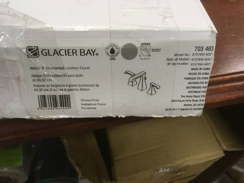lot 44 image: Glacier Bay Adelyn 8 in. Widespread 2-Handle High-Arc Bathroom Faucet in Chrome new