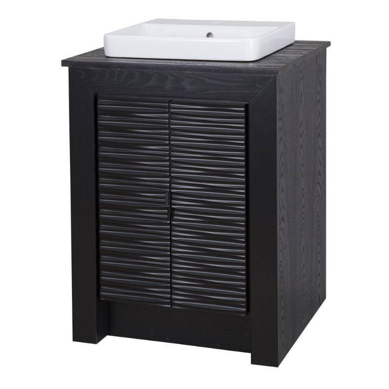lot 9 image: Zuvitria 25 in. Vanity in Black with Granite Vanity Top in Black - Top Frame DamagedBroken, Vanity Cabinet top frame damaged see pictures not used