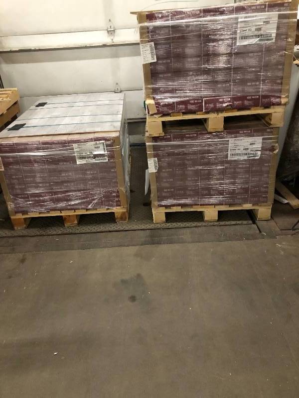 lot 1 image: LOT OF 3 PALLETS OF NEW Home Decorators Collection Kempson Ridge Oak 8 mm T x 6.26 in. W x 54.45 in. L Laminate Flooring (23.67 sq. ft.  case) 35 CASES FOR EACH PALLET