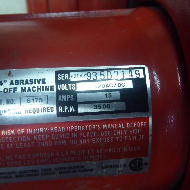 lot 18 image: Milwaukee 14 Abrasive Cut Off Machine