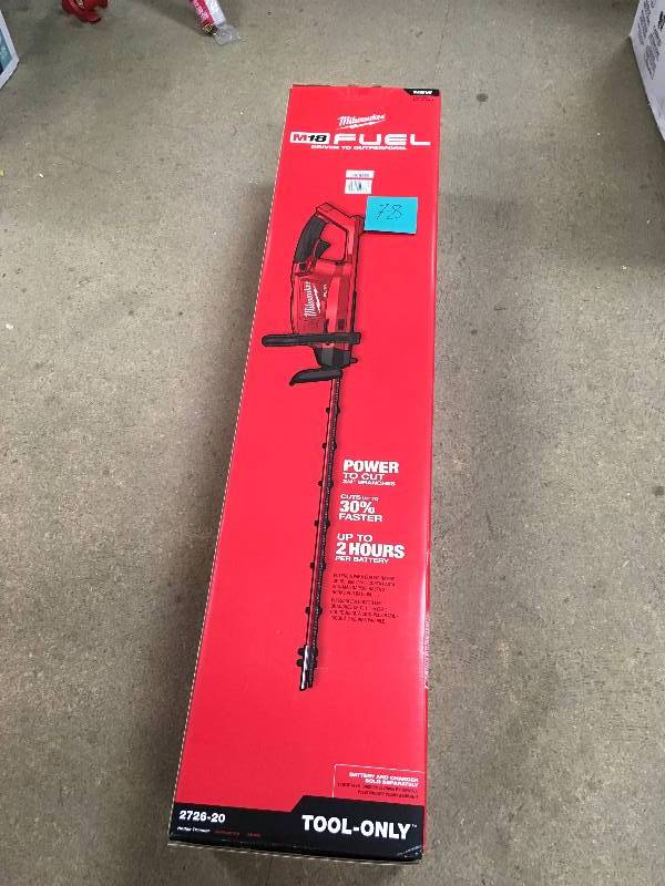 lot 78 image: Milwaukee M18 FUEL 18-Volt Lithium-ion Brushless Cordless Hedge Trimmer (Tool Only) new sealed box