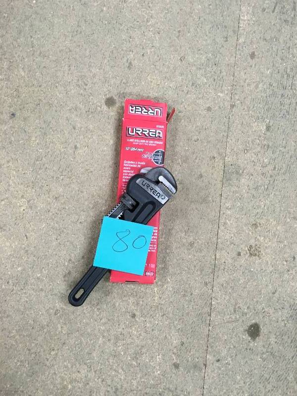 lot 80 image: URREA 10 in. Long Industrial Steel Pipe Wrench