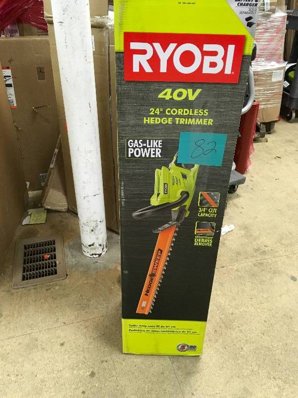 lot 82 image: Ryobi RY40601 40V 24 Cordless Hedge Trimmer - Bare Tool not used